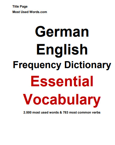 German English Frequency Dictionary | Free PDF Download